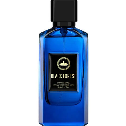 Entdecke Al Ambra Black Forest 50 ml: Ein moderner Extrait-Duft mit spritziger Grapefruit, mineralischem Ambroxan und warmer, holziger Basis.