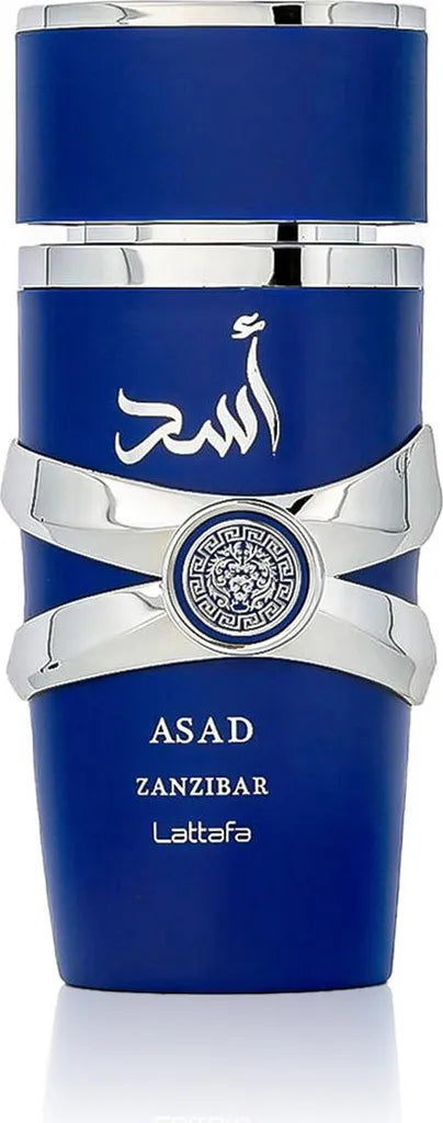 Asad Zanzibar Parfum von Lattafa – exotischer Duftmix aus Mango, Kokosnuss und Jasmin – warmer, süß-holziger Unisex-Duft für den Abend oder Alltag

Lattafa Asad Zanzibar Eau de Parfum – intensiver Duft mit orientalischen und holzigen Akkorden – Vanille, Moschus und Orangenblüte sorgen für sinnliche Tiefe

Asad Zanzibar Duft 100 ml – luxuriöser Mix aus tropischen Früchten, floralen Noten und cremiger Vanillebasis – orientalisch-gourmandiger Signature-Duft von Lattafa

Lattafa Asad Zanzibar Parfum – blauer De