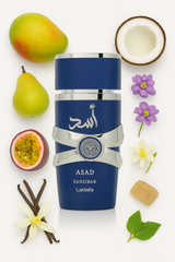 attafa Asad Zanzibar Eau de Parfum – luxuriöser orientalischer Duft mit Mango, Kokosnuss und Passionsfrucht – warmer, süß-holziger Gourmand-Duft für Herren und Damen

Asad Zanzibar Parfum 100 ml von Lattafa – exotischer Duft mit Jasmin, Heliotrop und Orangenblüte – intensiver, sinnlicher und eleganter Unisex-Duft mit orientalischer Tiefe

Lattafa Asad Zanzibar – Eau de Parfum mit Noten aus Vanille, Moschus und Cashmere – warmer, holziger und süß-aromatischer Duft für besondere Anlässe