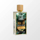 DUA LUX Creamy Pina Colada 100ml Extrait de Parfum Verpackung und Flakon Set Premium Nischenduft DUA LUX Creamy Pina Colada Sprühkopf Detail Parfum Anwendung hochwertiger Zerstäuber Nischenparfum