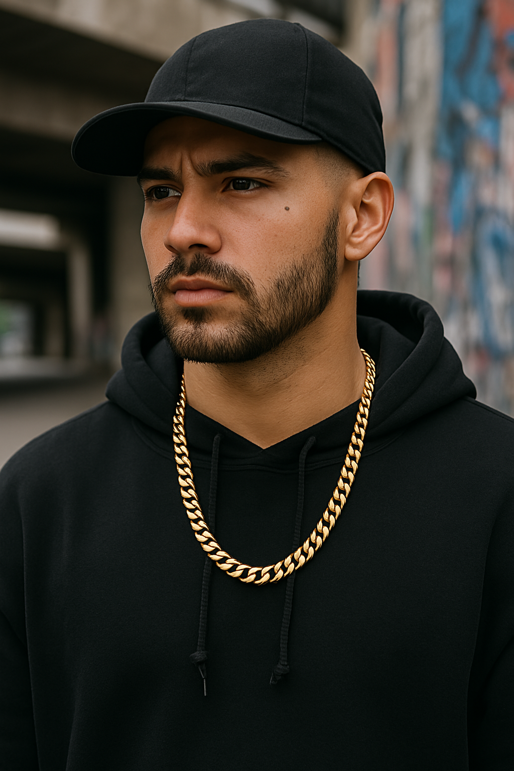 „Modell im urbanen Look mit goldener Cubanischen Kette und passendem Armband – markantes Statement-Piece aus Edelstahl“

„Streetstyle-Model mit Kappe und hochwertigem Schmuckset in Gold – Cuban Link Kette und Armband aus robustem Edelstahl“

„Junger Mann im angesagten Urban Style trägt goldene Cuban-Kette und Armband – stilvoller Eyecatcher für moderne Looks“

„Modell mit Kappe und goldfarbenem Schmuckset aus Edelstahl – Cubanische Kette und Armband für einen selbstbewussten Auftritt“