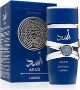 attafa Asad Zanzibar Eau de Parfum – luxuriöser orientalischer Duft mit Mango, Kokosnuss und Passionsfrucht – warmer, süß-holziger Gourmand-Duft für Herren und Damen

Asad Zanzibar Parfum 100 ml von Lattafa – exotischer Duft mit Jasmin, Heliotrop und Orangenblüte – intensiver, sinnlicher und eleganter Unisex-Duft mit orientalischer Tiefe

Lattafa Asad Zanzibar – Eau de Parfum mit Noten aus Vanille, Moschus und Cashmere – warmer, holziger und süß-aromatischer Duft für besondere Anlässe
