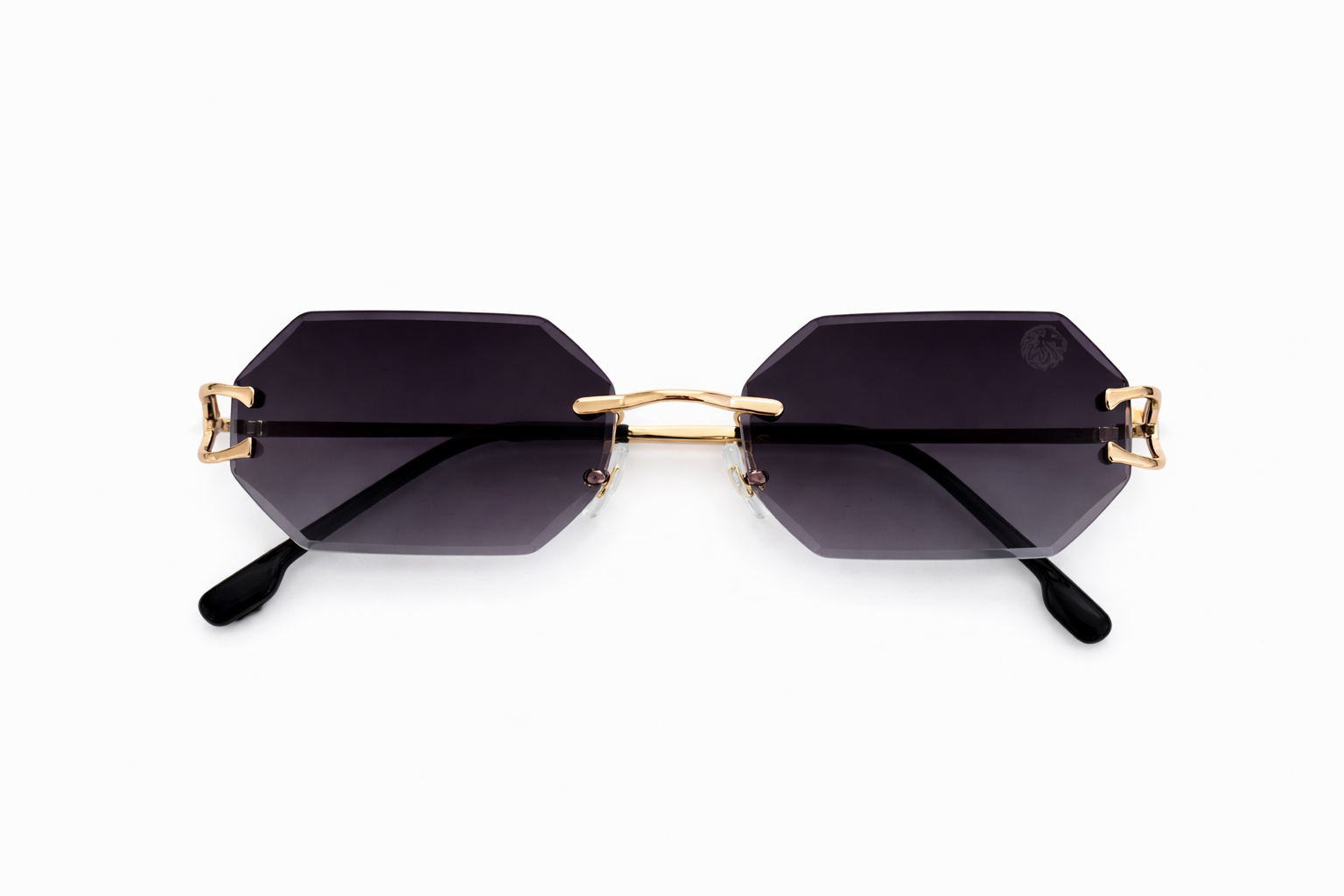 Leon Absolute Tokio Sonnenbrille goldene Metallbügel rimless Designer Sonnenbrille schwarz