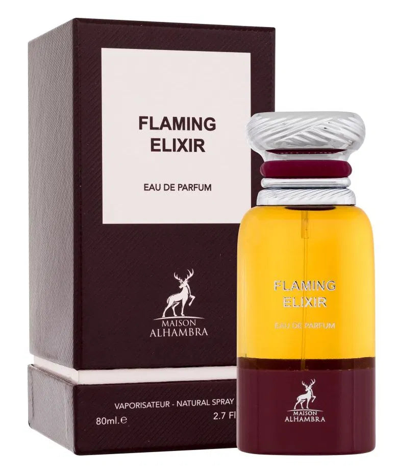 Flaming Elixir Maison Al Hambra – intensiver Duft mit Nagarmotha Orpur® und Weihrauch

Maison Al Hambra Flaming Elixir Eau de Parfum – fruchtig-rauchiger Nischenduft

Maison Al Hambra Flaming Elixir Flakon – warmer Duft mit balsamischer Tiefe