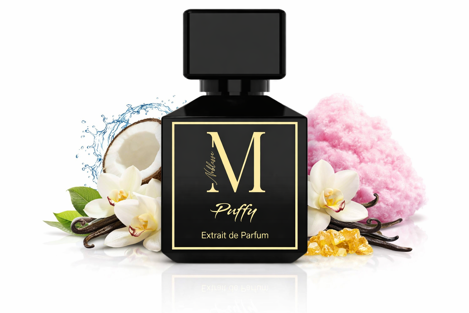 Maison Noblesse Puffy Extrait de Parfum Verpackung und Flakon Set Maison Noblesse Puffy Extrait de Parfum 50ml Flakon weißer Hintergrund
Maison Noblesse Puffy Duft Vanille Kokos Moschus Parfum 50ml  Vanilla Powder Alternative,  Ein Parfum von Matière Première für Damen und Herren, erschienen im Jahr 2023. Der Duft ist süß-cremig. Haltbarkeit und Sillage sind überdurchschnittlich. Es wird noch produziert. Das Parfum ist laut Hersteller vegan.