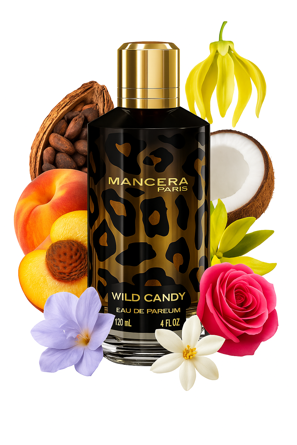 Mancera Wild Candy 120 ml – gourmandiger Duft mit Kakaobohne, Ylang-Ylang und weißem Moschus – cremig, warm und verführerisch.

Unisex-Duft Mancera Wild Candy – fruchtig-floraler Duft mit Kokosnuss, Rose und Tiaréblüte – exotisch und elegant.

Mancera Wild Candy Parfum – warmer, süßer Duft mit Amber, Benzoe und Kokosnuss – sinnlich und einzigartig.