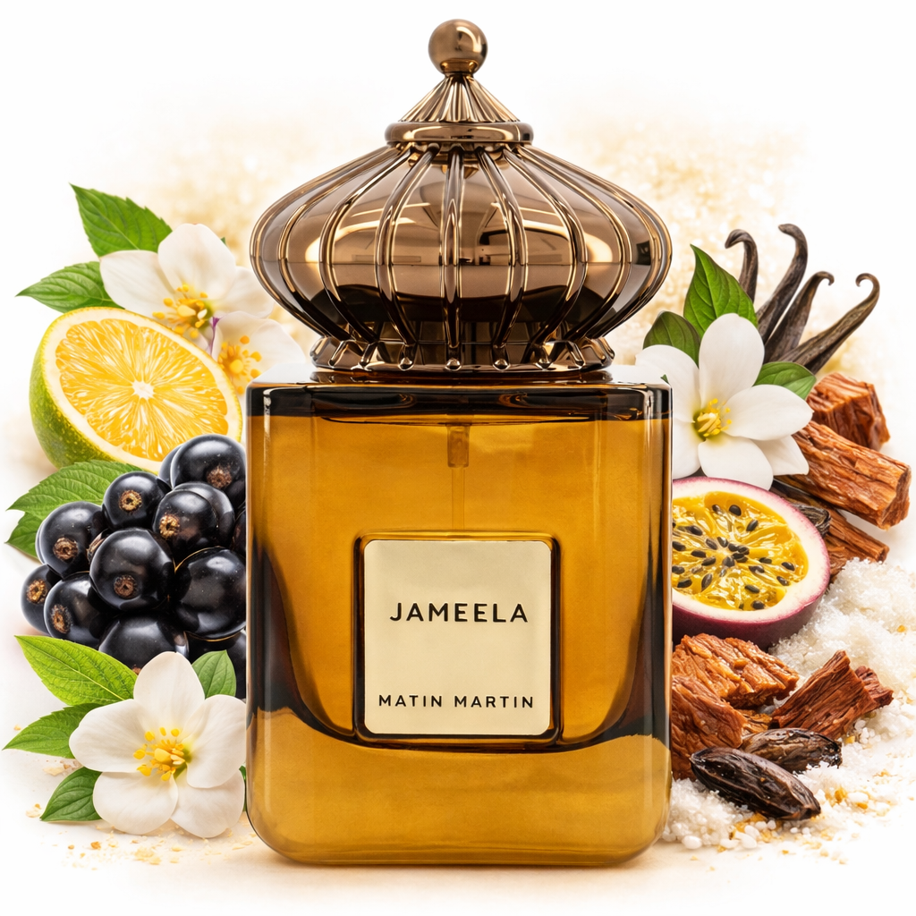 Jameela Eau de Parfum 100ml Matin Martin fruchtig floral süßer Duft
Matin Martin Jameela Duft Bergamotte Orangenblüte schwarze Johannisbeere
Jameela Parfum Herznoten Jasmin Passionsfrucht Tuberose Duftbeschreibung
