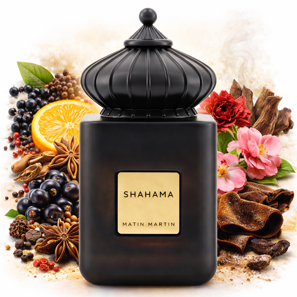 Shahama Eau de Parfum 100ml würzig ledriger Unisex Duft
Matin Martin Shahama Duft fruchtig ozonisch würzig Parfum Beschreibung
Shahama Parfum Herznoten Oud Gartennelke Rosengeranie Duft
Matin Martin Shahama Basis Leder Hölzer balsamische Noten Parfum