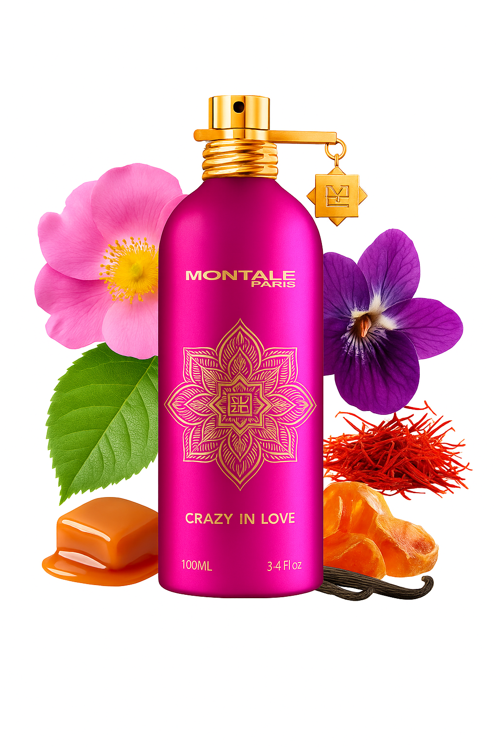 Montale Crazy in Love 100 ml – romantischer Duft mit Rose, Veilchenblatt und Safran – warm, gourmandig und elegant.

Unisex-Duft Montale Crazy in Love – süß-floraler Duft mit Vanille, Amber und braunem Zucker – leidenschaftlich und sinnlich.