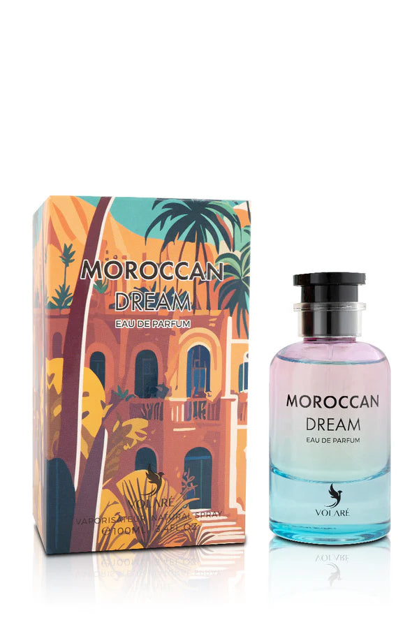 Produktbild mit Verpackung (Flakon + Box)

Volare Moroccan Dream Eau de Parfum 100 ml mit edler Verpackung – luxuriöser Duft mit Mandarine, Ambrettsamen und Moschus. Ideal als Geschenk oder für besondere Anlässe.Moroccan Dream Parfum von Volare – warmer, verführerischer Duft mit orientalischer Tiefe und blumiger Eleganz. Perfekt für Frauen und Männer mit Stil und Individualität. 