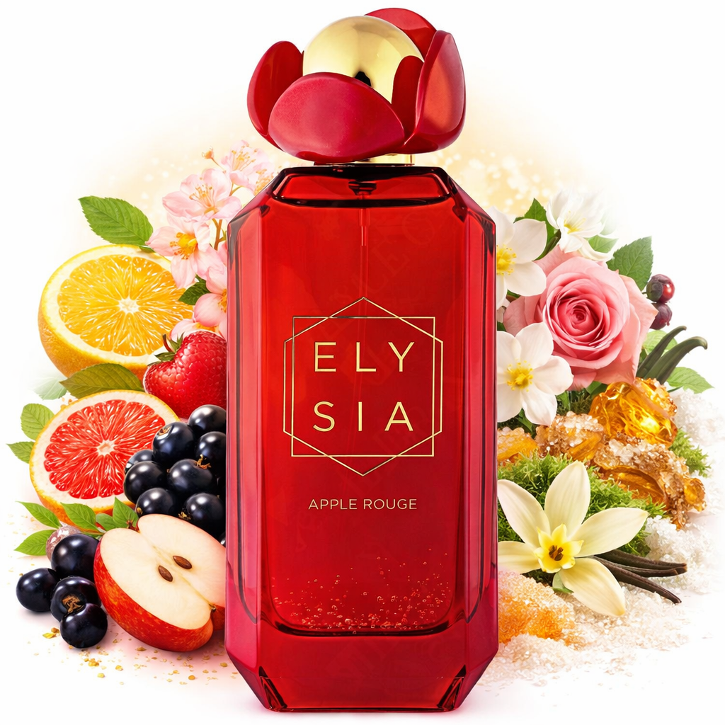 Elysia Apple Rouge Eau de Parfum kaufen fruchtig süßer Duft roter Apfel Litschi Grapefruit
Apple Rouge Parfum fruchtig süß gourmand Duft Damen Herren jetzt online bestellen
Elysia Apple Rouge Duftbeschreibung fruchtig frisch Moschus Vanilleblüte Zu