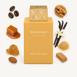 Swiss Arabian Shaghaf Vanilla Toffee Eau de Parfum 75 ml – süß-gourmandiger Duft mit Vanille, Toffee und Arabica-Kaffee – luxuriöses orientalisches Parfum für Damen und Herren

Shaghaf Vanilla Toffee Parfum 75 ml – cremiger Duft mit Madagaskar-Vanillekaviar, braunem Zucker und Tonkabohne – eleganter warmer Gourmand-Duft von Swiss Arabian

Swiss Arabian Shaghaf Vanilla Toffee – Eau de Parfum mit Noten von Toffee, Kaffee und Dattelmich – süß, orientalisch und verführerisch für Männer und Frauen