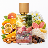 Nahaufnahme von Frozen Guava Parfum von The Dua Brand – exotischer Duft mit Guave, Bergamotte, Mandarine und cremiger Vanille Basis