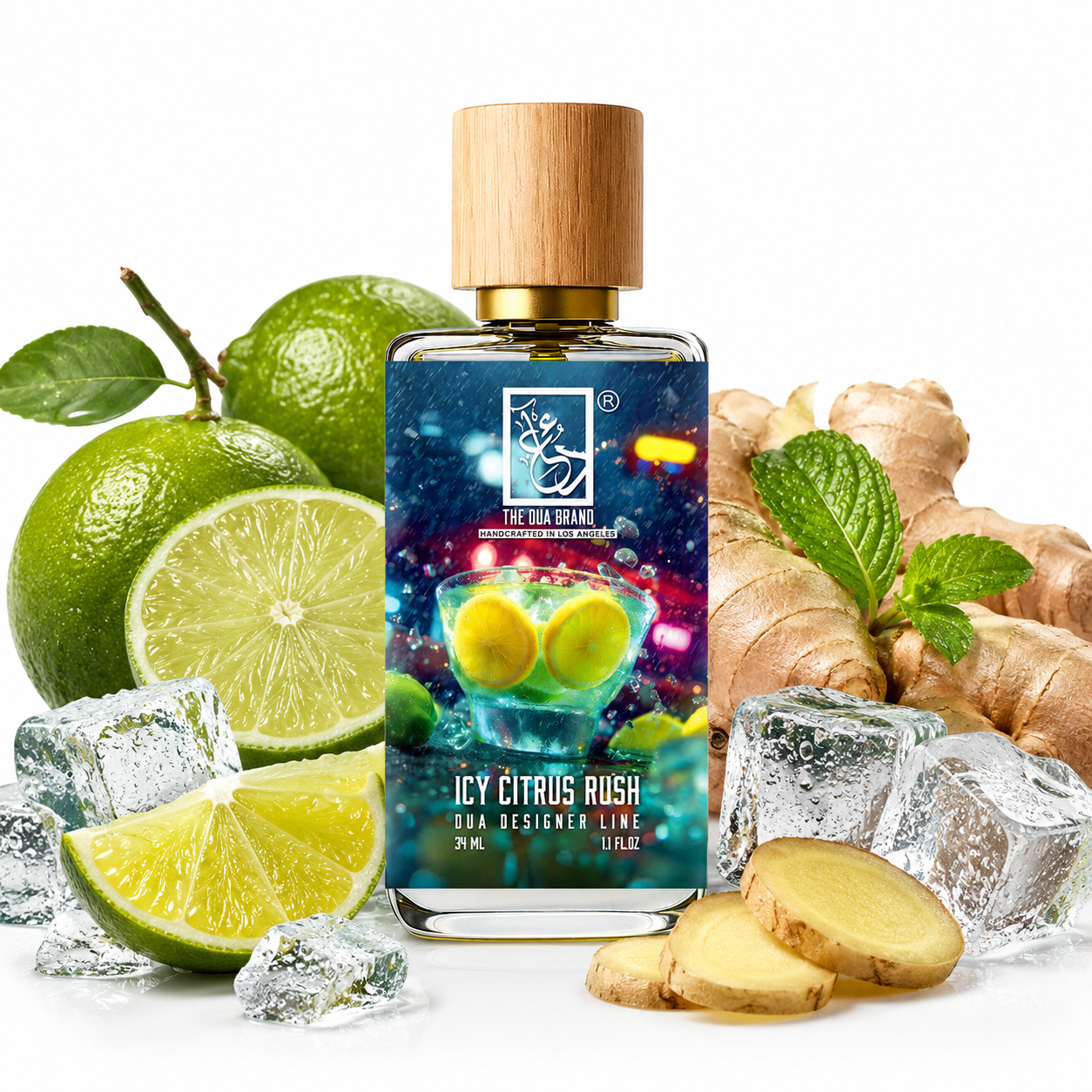 The Dua Brand Icy Citrus Rush Extrait de Parfum 34 ml – exklusives Unisex-Parfum mit spritziger Limette, eisigem Ingwer und warmer Ambroxan-Basis für einen modernen, frischen Duftcharakter.