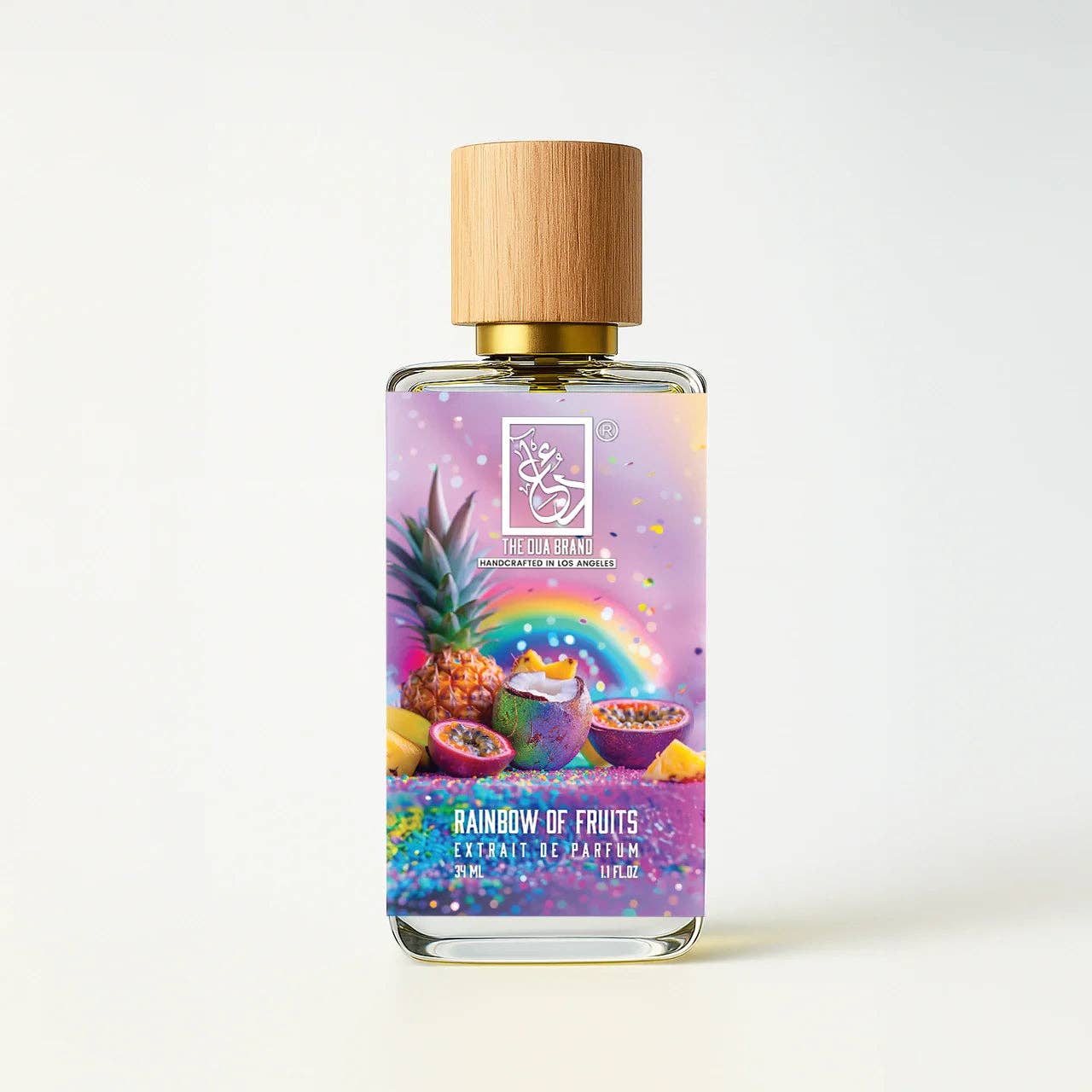 Originalflakon The Dua Brand Rainbow Of Fruits Extrait de Parfum 34 ml – tropischer Nischenduft mit Kokosnuss, Melone, Ananas, Passionsfrucht, Vanille und Moschus.