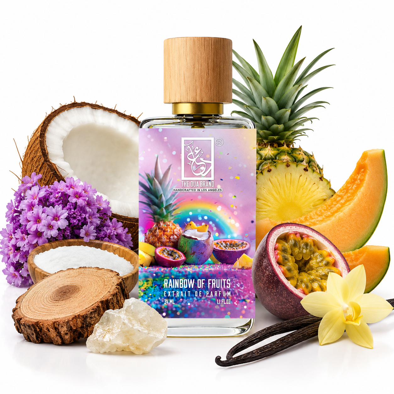 The Dua Brand Rainbow Of Fruits Extrait de Parfum 34 ml – hochwertiges Nischenparfum mit exotischen Früchten, cremiger Kokosnuss, süßer Vanille und langanhaltender Extrait-de-Parfum-Konzentration für Damen und Herren.