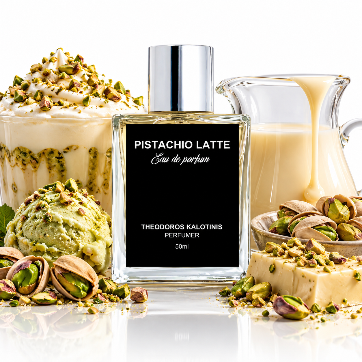 Theodoros Kalotinis Pistachio Latte mit Pistazie und Kondensmilch
Pistachio Latte Pistazien Parfum mit gezuckerter Kondensmilch kaufen
Theodoros Kalotinis Pistachio Latte süßes cremiges Unisex Parfum
Pistachio Latte Gourmand Parfum mit gerösteter Pistazie und Kondensmilch
Theodoros Kalotinis Pistachio Latte 50ml Nischenduft online kaufen
