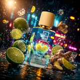 Detailaufnahme des The Dua Brand Icy Citrus Rush Extrait de Parfum – frischer Sommerduft mit Limettenessenz, aromatischem Ingwer und sauberem Ambroxan für Damen und Herren.