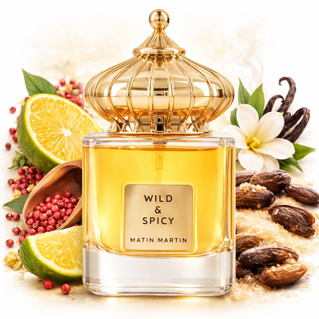 Matin Martin Wild & Spicy Duftbild Flakon weiß gold hochwertig elegant
