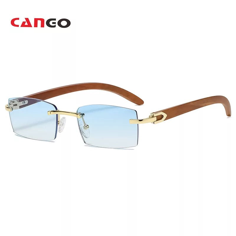 echteck Randlose Sonnenbrille Herren Damen Holz Bügeln Farbverlauf Linsen Ultra-Small Frame UV 400 Schutz Blendschutz Retro Quadratische Brille Für Dekoration Fahren Reisen, UV-SCHUTZ: Rechteckige sonnenbrillen mit UV400 schutzstufe können schädliche UVA- und UVB strahlen wirksam blockieren, blendfrei wirken und reflektiertes und gestreutes licht eliminieren. V400-Brillen sind unerlässlich, um Ihre Augen vor langfristigen UV-Schäden zu schützen und Ihre Augen gesund zu halten! Retro