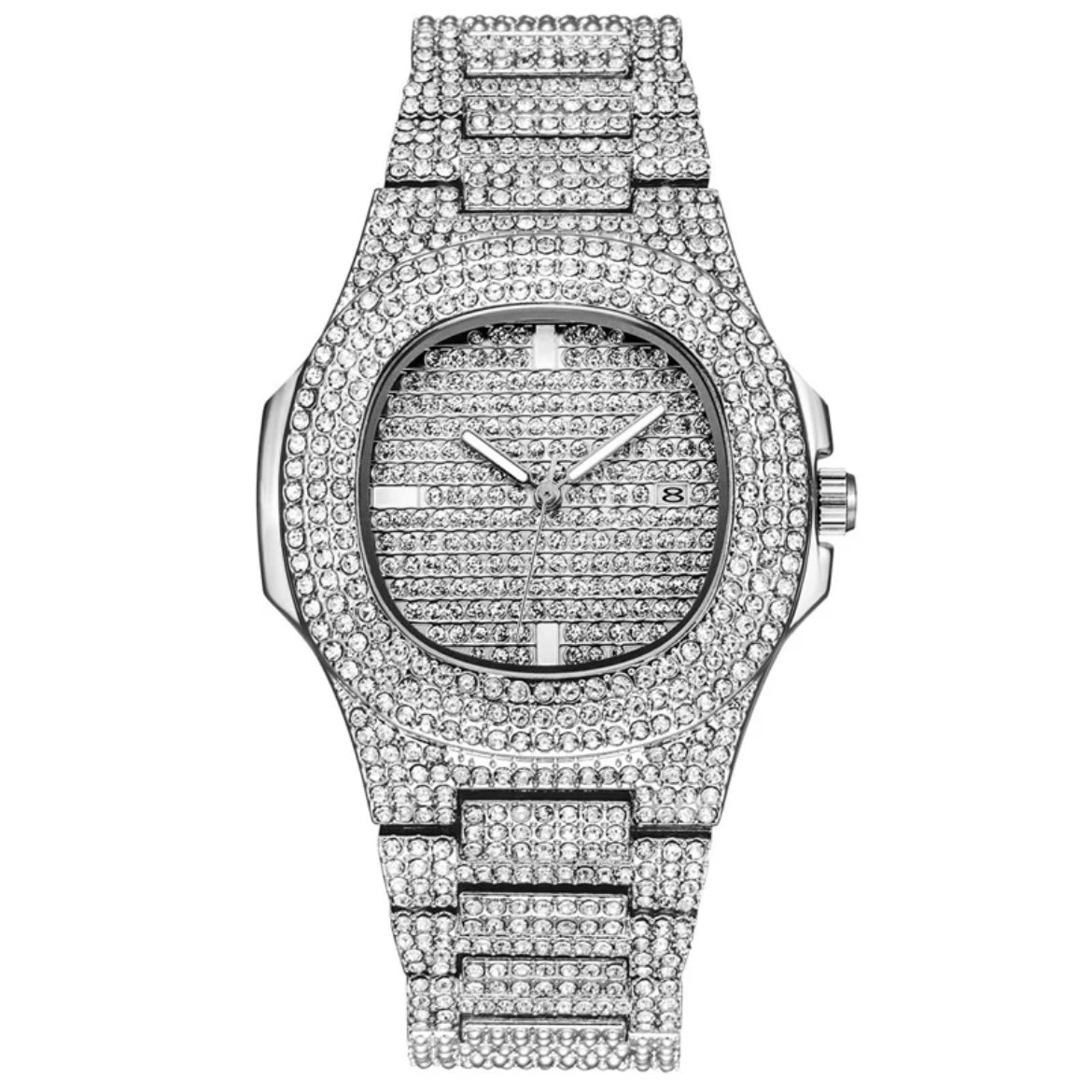 Diamantbesetzt Luxuriös Kristallklar Glitzernd Bling-Bling Funkelnd Auffällig Exquisit Edel Glamourös Prunkvoll Hochkarätig Extravagant Schimmernd Brillant Dazzling Opulent Verziert Prächtig Strahlend Hochglanz Edelsteinbesetzt Schillernd Strahlend Verlockend Edelstahl Extravaganter Schmuck Prunkstück Diamantenschmuck Blickfang Eleganz Erlesen Glamour Schönheit