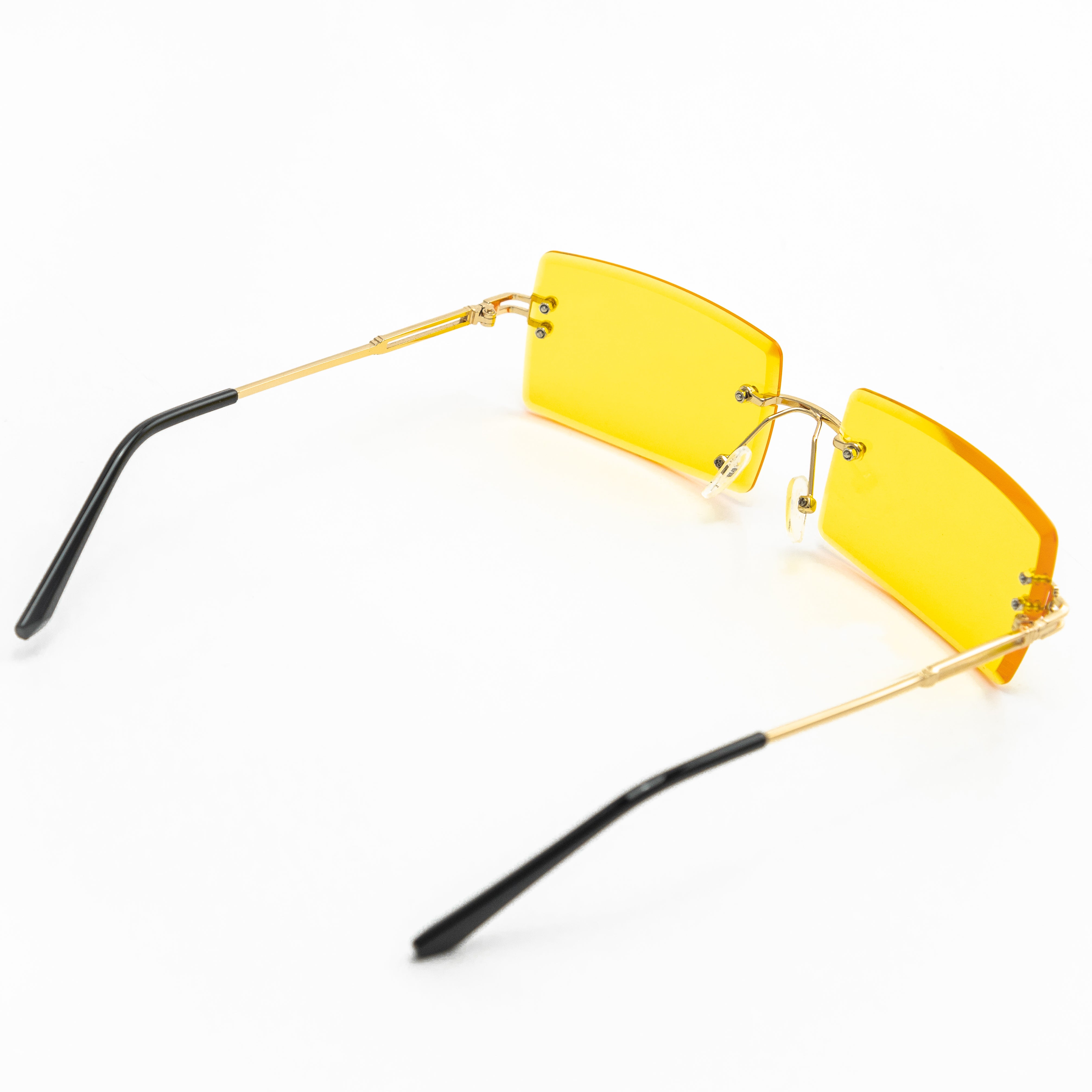 "Schwarze Piloten-Sonnenbrille im Retro-Stil mit goldfarbenem Rahmen - ein markantes Accessoire für einen coolen Aviator-Look" "Retro-Sonnenbrille mit transparentem Rahmen und blauen Gläsern - ein modisches Statement für sonnige Tage" "Runde Cat-Eye Sonnenbrille im Vintage-Stil mit klarem Rahmen und rosa Gläsern - ein verspieltes Accessoire für einen femininen Look"