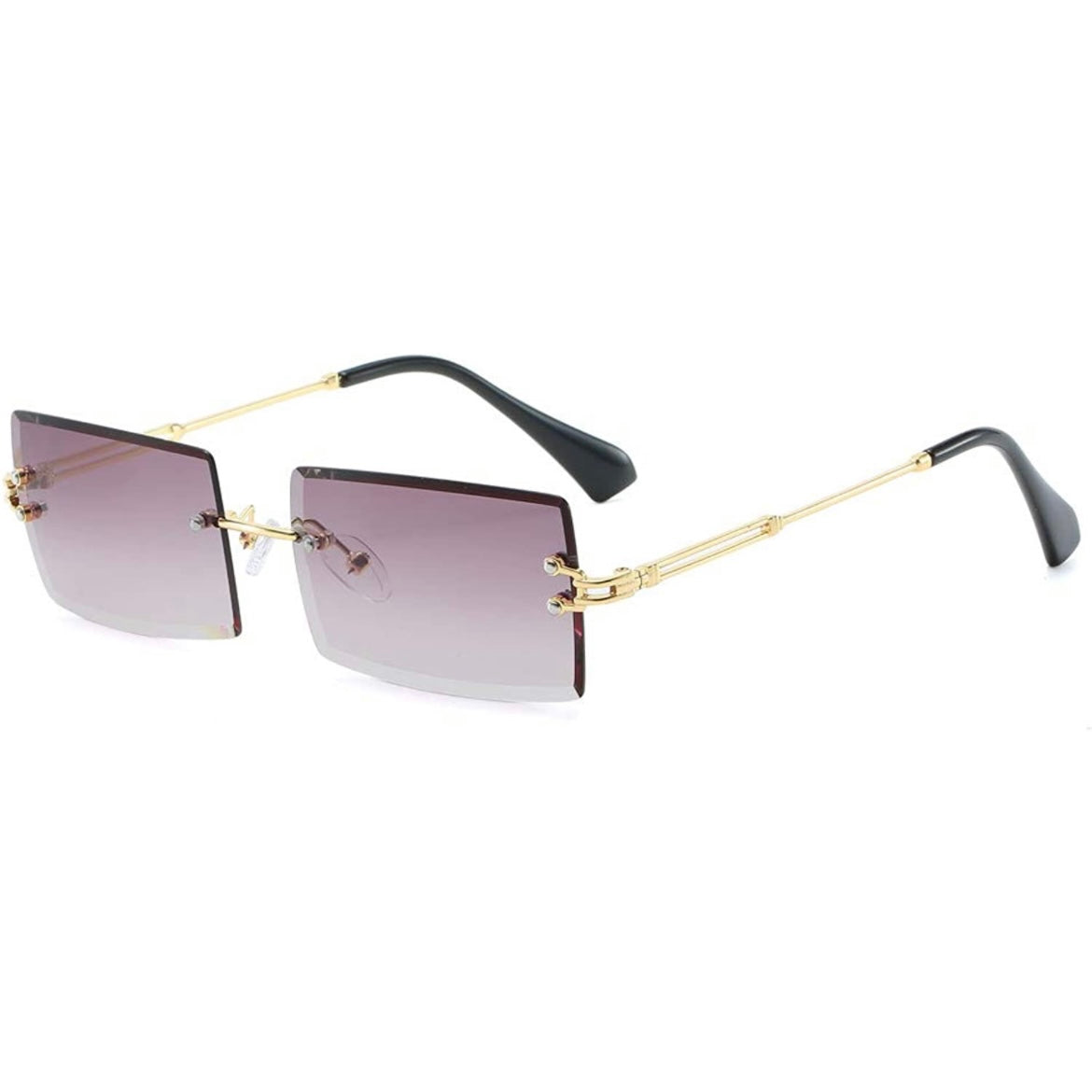 Rechteck Ultra-Small Frame Sonnenbrillen für Frauen Retro Square Klare Linsen ohne Augenwinkel, Retro SOnnebrille, Retro Glasses, Retro, Retro für Mämmer, Sommer, Rechteckig, Rechteck, Steg, Goldene Brille,,Druck. Kombiniert mit Metalltempeln, präsentieren Sie einen stilvollen schicken Luxusstil. Wiegt nur 20g. Retro Oval Ultra Small Sonnenbrillen Rechteck Rahmenlose Sonnenbrillen Mode Sonnenbrillen