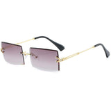 Rechteck Ultra-Small Frame Sonnenbrillen für Frauen Retro Square Klare Linsen ohne Augenwinkel, Retro SOnnebrille, Retro Glasses, Retro, Retro für Mämmer, Sommer, Rechteckig, Rechteck, Steg, Goldene Brille,,Druck. Kombiniert mit Metalltempeln, präsentieren Sie einen stilvollen schicken Luxusstil. Wiegt nur 20g. Retro Oval Ultra Small Sonnenbrillen Rechteck Rahmenlose Sonnenbrillen Mode Sonnenbrillen