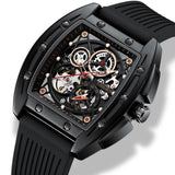 Richard Mille stellt die neue RM 21-01 Tourbillon Aerodyne vor. Das komplexe Gehäuse besteht aus Rotgold und wird von einer Konstruktion aus dem besonders stoßsicheren Kohlefasermaterial Carbon TPT, das für Lünette und Säulen an den Flanken verwendet wird, geschützt, Richard Mille RM055 Mechanische Männer Keramik Lünette Transparentes Zifferblatt, Mechanische Uhr, 