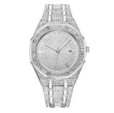 Audemars, Piguet, Iced Out, Bling, Royal oak, offshore, Eis, Eiszeit, vereist, Moca Schmuck Iced Out Fashion Big Dial Kalender Quarzuhr Legierung mit Strass Simulierten Diamant Hip Hop Rapper Uhr für Männer Frauen (silver), Silber, Hip Hop Uhr, cool, Hochwertiger Edelstahlverschluss, japanisches Quarzwerk mit analoger Anzeige.Ausgefrorene, einfach zu lesende Uhrzeit; 40mm Gehäusedurchmesser; Runde / quadratische Form, ein tolles Geschenk für jemand Besonderes. Herren Luxus Hip Hop Fashion Analog